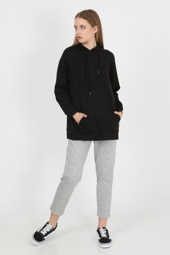 JOHN FRANK WOMAN SPORTS&LOUNGEWEAR CHIC LONG SWEATSHIRT SİYAH - 8